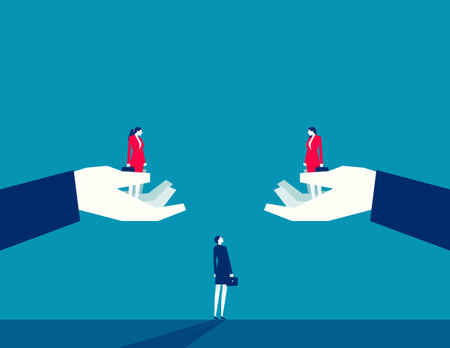 Business contemplation and choice. Business vector flat styleのイラスト素材