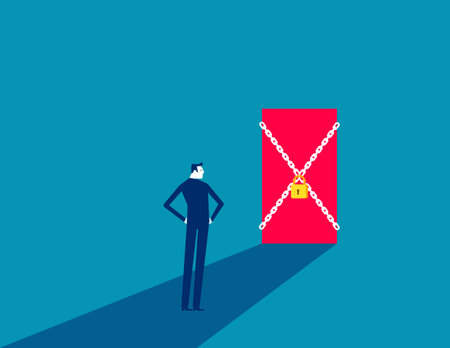 Business accessibility and closed. Business locking vector flat styleのイラスト素材