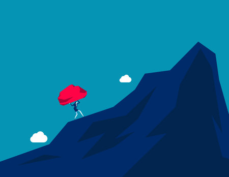 Business conquering adversity. Business physical pressure vector flat styleのイラスト素材