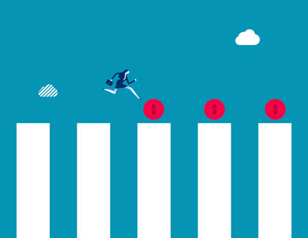 Business with the next step. Business effort vector flat styleのイラスト素材