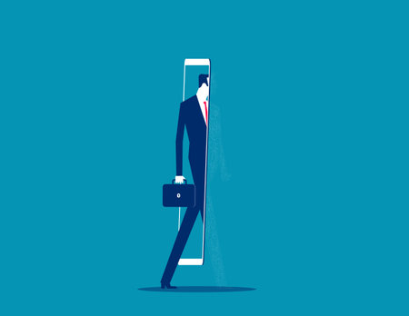 Business person with digital evolution. Business technology vector flat styleのイラスト素材