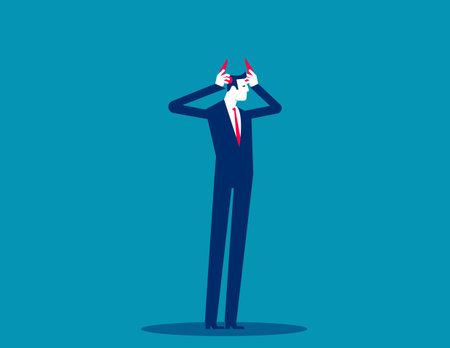 Vector Investor Businessman Disguised as a Bull with Horns on his Headのイラスト素材