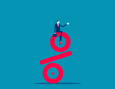 Vector Businessman pedals the bike from the percent signのイラスト素材