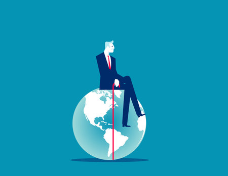 Old Man Sitting on Earth. Problems of the Retired and Elderlyのイラスト素材