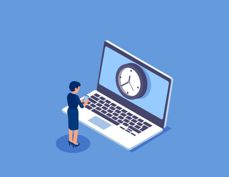 Time management. Flat isometric vector conceptのイラスト素材