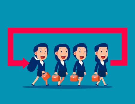 Business aspiration. The direction turned backのイラスト素材