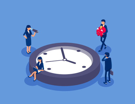 Time investment. Flat isometric vector conceptのイラスト素材