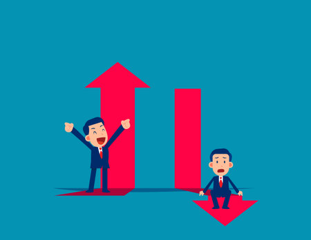 Business risk. Successful and failed business personのイラスト素材