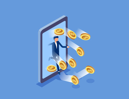 Network e-commerce . Flat isometric vector conceptのイラスト素材