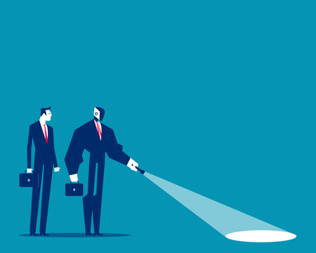 Robot. Artificial intelligence with flashlight leading and humanのイラスト素材