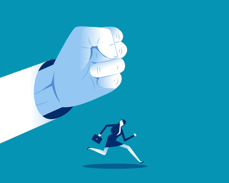 Autocracy. Boss fist on the businesswomanのイラスト素材