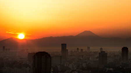 Sunset and Fujisanの写真素材