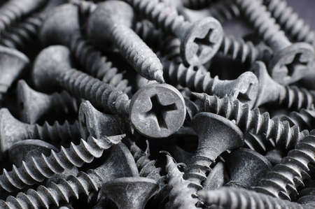 a bunch of sharp self-taping wood screwsの写真素材