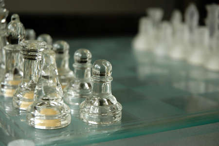 glass / crystal chess set close upの写真素材
