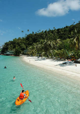 beach and canoeの写真素材