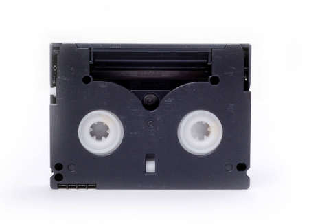 used Hi-8 video tape with white backgroundの写真素材