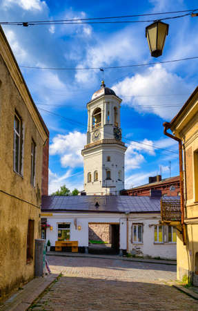 Vyborg, Russian Federation / September 10, 2020; Vyborg Clock Tower. Belfry of the Vyborg Cathedral, destroyed during the Soviet-Finnish warのeditorial素材