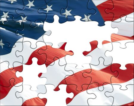 Illustration of American flag puzzlesの写真素材