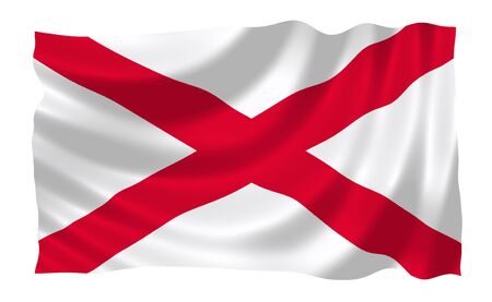 Illustration of Alabama state flag waving in the wind (see more other flags in my collection)の写真素材