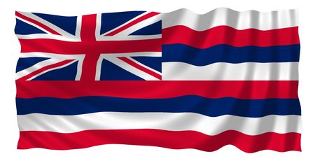 Illustration of Hawaii state flag waving in the windの写真素材