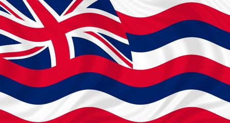 Illustration of Hawaii state flag waving in the windの写真素材