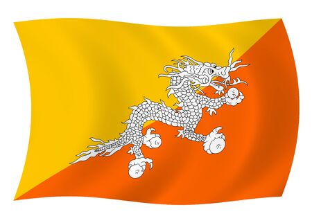 Illustration of Bhutan flags waving in the windの写真素材