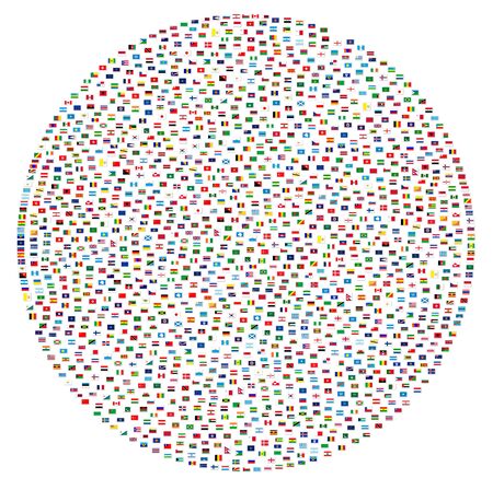 Collection of world flags on white isolated, illustrationの写真素材