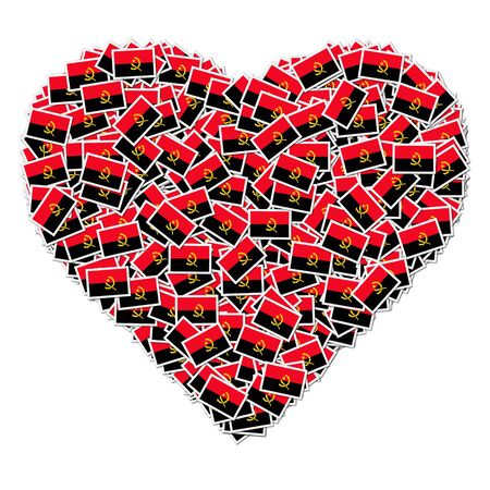 Illustration of heart made from flags of Angolaの写真素材