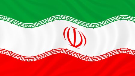 Illustration of Iranian flag waving in the windの写真素材