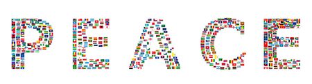 Word PEACE made from World flags, illustrationの写真素材