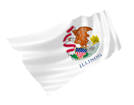 Illustration of Illinois state flag waving in the windの写真素材