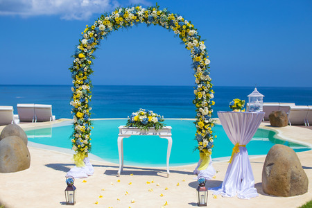 Wedding Ceremony settings at the Tropical Coastの写真素材