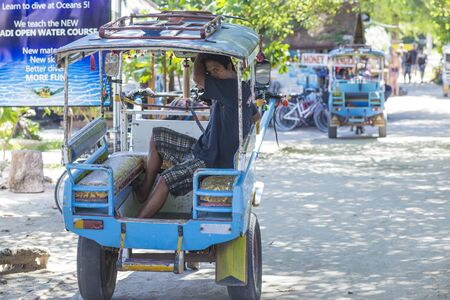 GILI ISLANDS, INDONESIA - MARCH 22: Gili islands are small tropical islands between Lombok and Bali islands.There are three islands: Trawangan, Memo, Air.のeditorial素材