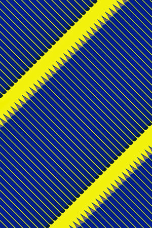 Pattern of blue pencils at yellow backgroundの写真素材