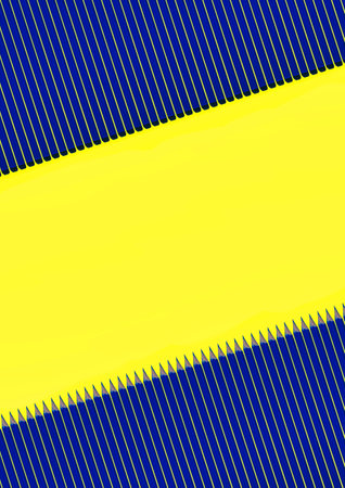 Pattern of blue pencils at yellow backgroundの写真素材