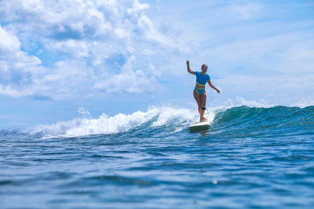 Female Surfer Executing Closecutback On Rolling Wave, Athletic Focus, Lifeguard Trainee Persona,...