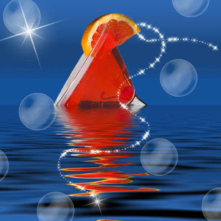 Fruit Cocktail Tilted in Waterの写真素材