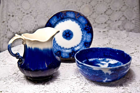 Antique Flow Blue Dishesの写真素材
