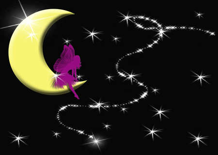 Print of moon, stars and fairy intended for Girls Night Outの写真素材