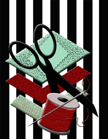 Print with sewing materials