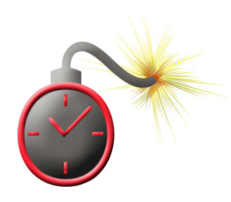 Time bomb with clock on bombの写真素材
