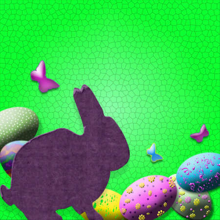 Bunny Rabbit and Easter Eggsの写真素材