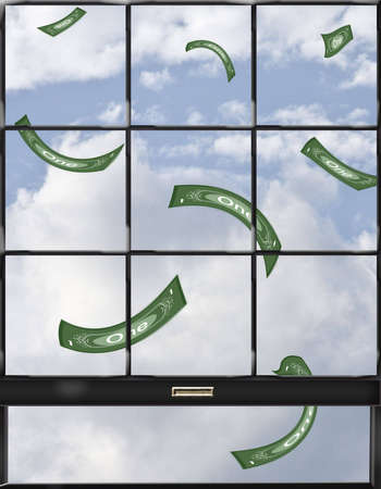 Graphic design with the concept, "Throwing Money Out The Window."の写真素材