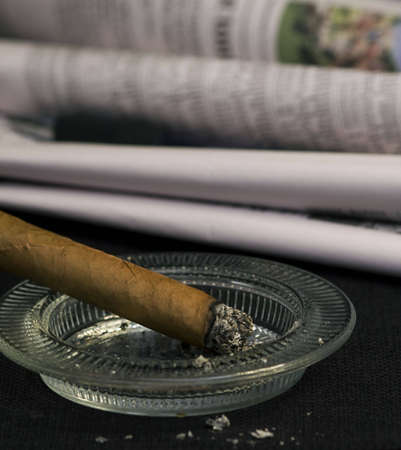 Cigar burning closeupの写真素材