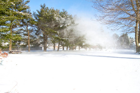 Snow whirlwind after snow storm in yard Twoの写真素材