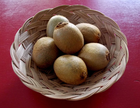 Kiwi Fruit in a Basketの写真素材