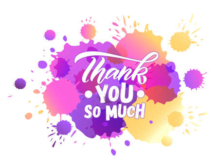 Hand sketched Thank you so much lettering typography. Handwritten inspirational quote Thank you. Hand drawn motivational quote. Thank you lettering sign. Hand drawn motivational text.のイラスト素材