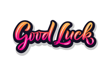Hand sketched good luck lettering typography. Handwritten inspirational quote good luck. Hand drawn motivational quote. Good luck lettering sign. Hand drawn motivational text. Good luck logotype, badge, poster, , banner, tag. Vector illustration . Vector illustration.のイラスト素材