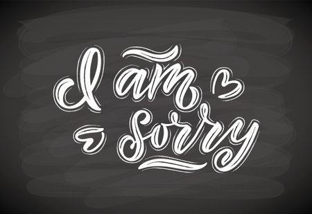 Hand sketched i am sorry lettering typography. Handwritten inspirational quote i am sorry. Hand drawn motivational quote. Good luck lettering sign. Hand drawn motivational text. Good luck logotype, badge, poster, , banner, tag. Vector illustration . Vector illustration.のイラスト素材