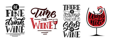 Wine not. Wine lettering. Modern calligraphy wine quote. Hand sketched inspirational quote. Poster, banner, postcard, card lettering typography template for restaurant, wine shop, cafe, barのイラスト素材